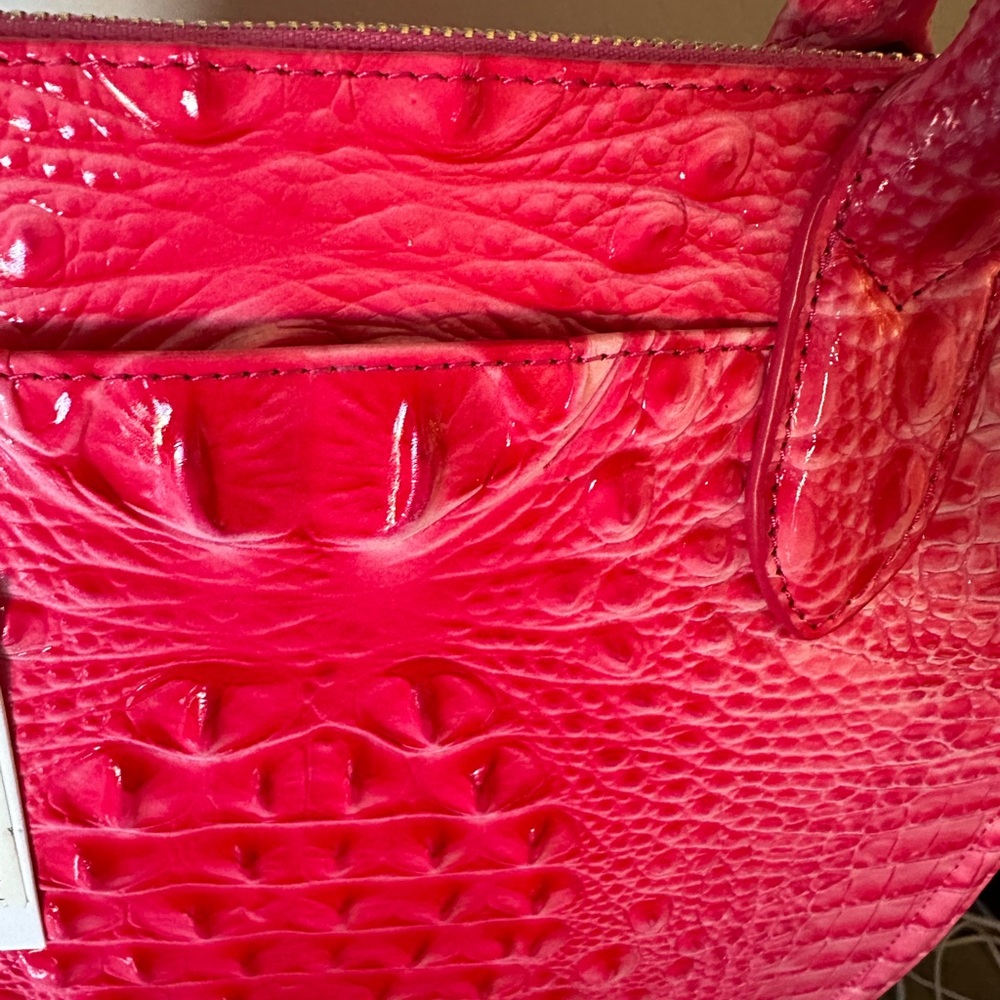 Brahmin Pink Cosmo Crocodile-Embossed Caroline Satchel bnwt - Picture 3 of 5